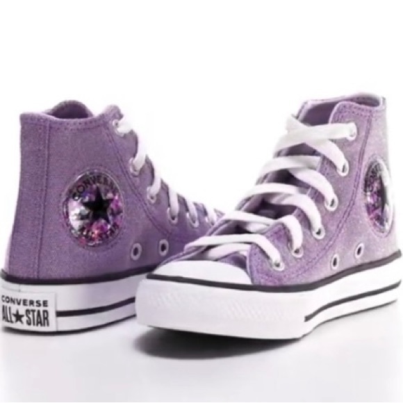 Converse Shoes Converse Underwater Glitter Hi Top Pixel Purple